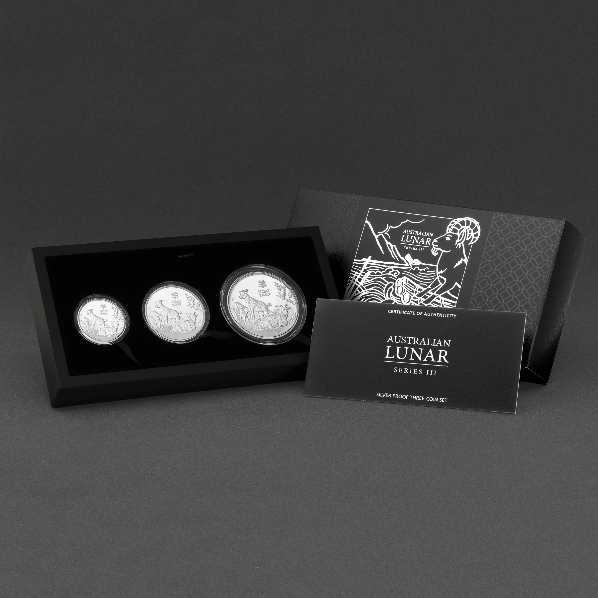 Silbermünze 1/2oz + 1oz + 2oz "Ziege" 2027 (PP) Set 3-teilig Lunar III (Australien) - Hauptansicht