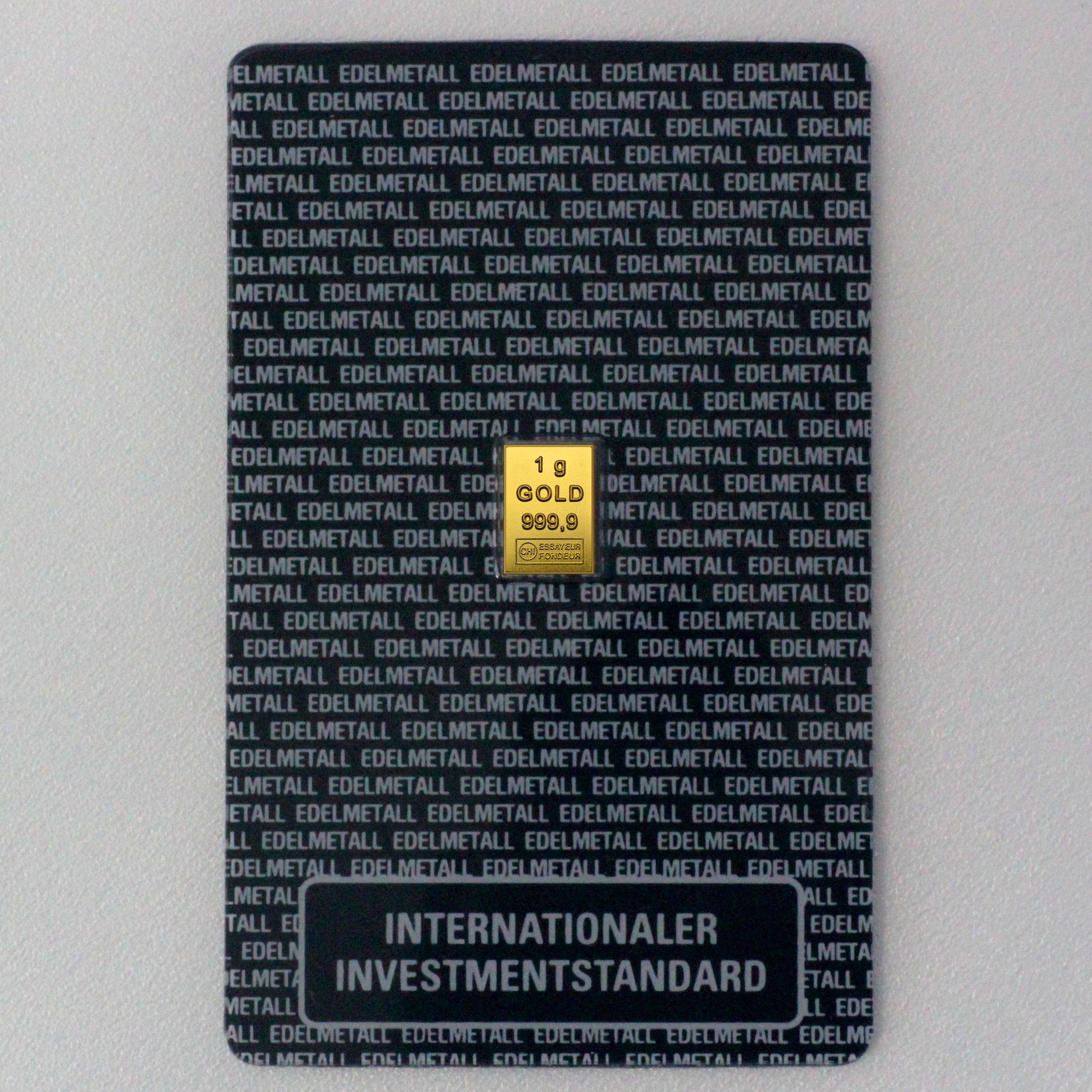 Goldbarren 1g Investmentblister - Hauptansicht