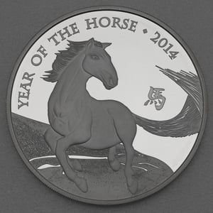 Silbermünze 5oz "Pferd" 2014 (PP) Lunar – Year of the Horse (Großbritannien) - Miniaturansicht 1