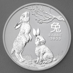 Silbermünze 2oz "Hase" 2023 Lunar III – Year of the Rabbit 19% (Australien) - Miniaturansicht 1