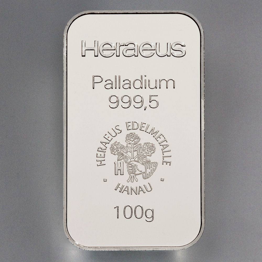 Palladiumbarren 100g HERAEUS (999,5 Pd) - Hauptansicht