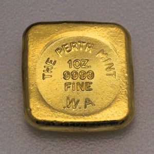 Goldbarren 1oz THE PERTH MINT gegossen quadratische Form - Miniaturansicht 2