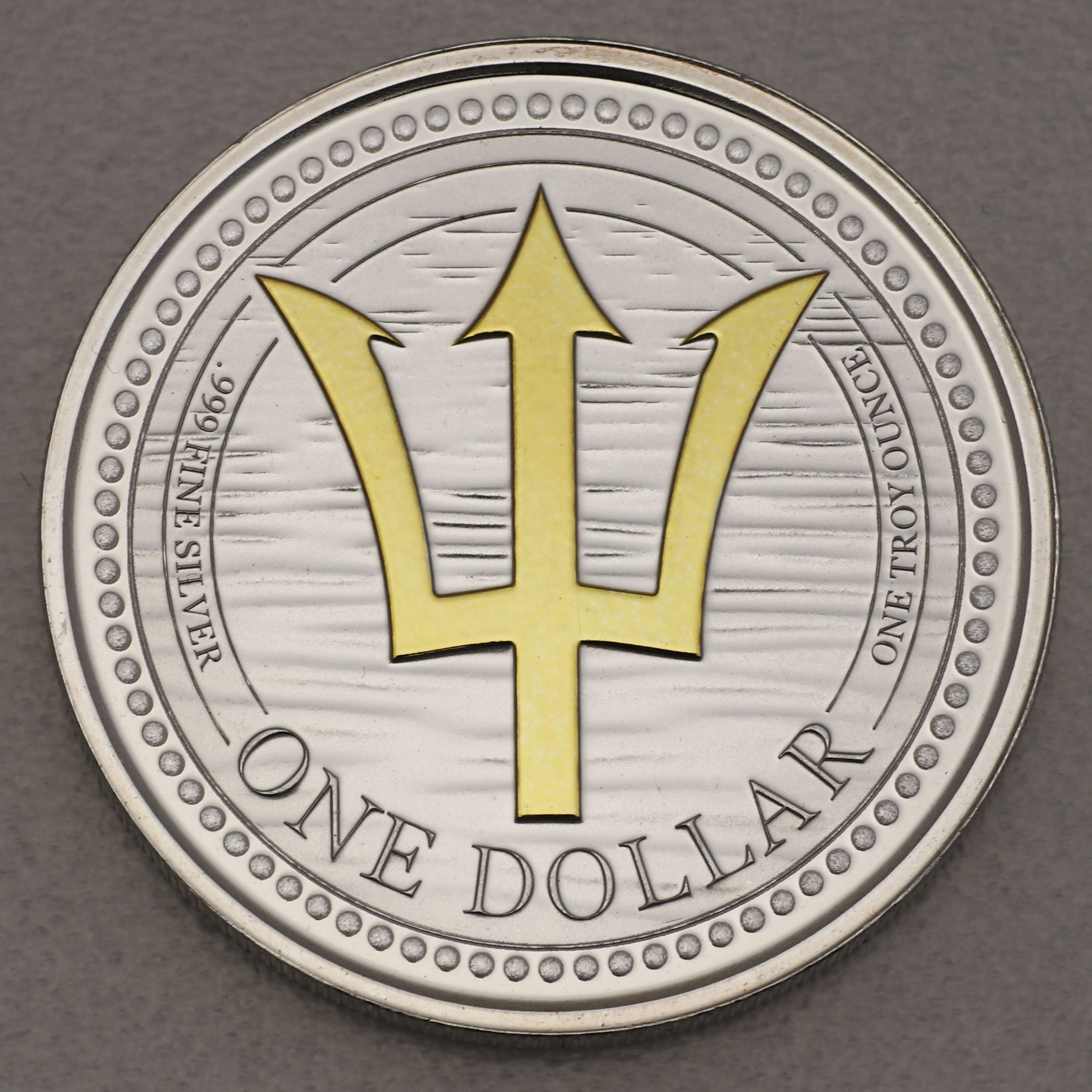 Silbermünze 1oz "Trident / Dreizack" 2022 vergoldet (Barbados) - Hauptansicht
