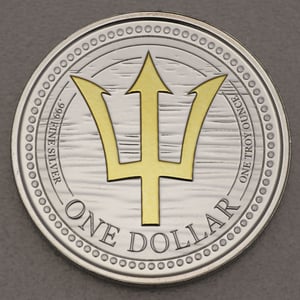 Silbermünze 1oz "Trident / Dreizack" 2022 vergoldet (Barbados) - Hauptansicht
