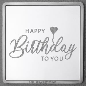 Silberbarren 1oz "Happy Birthday" Gravurbarren quadratisch - Hauptansicht