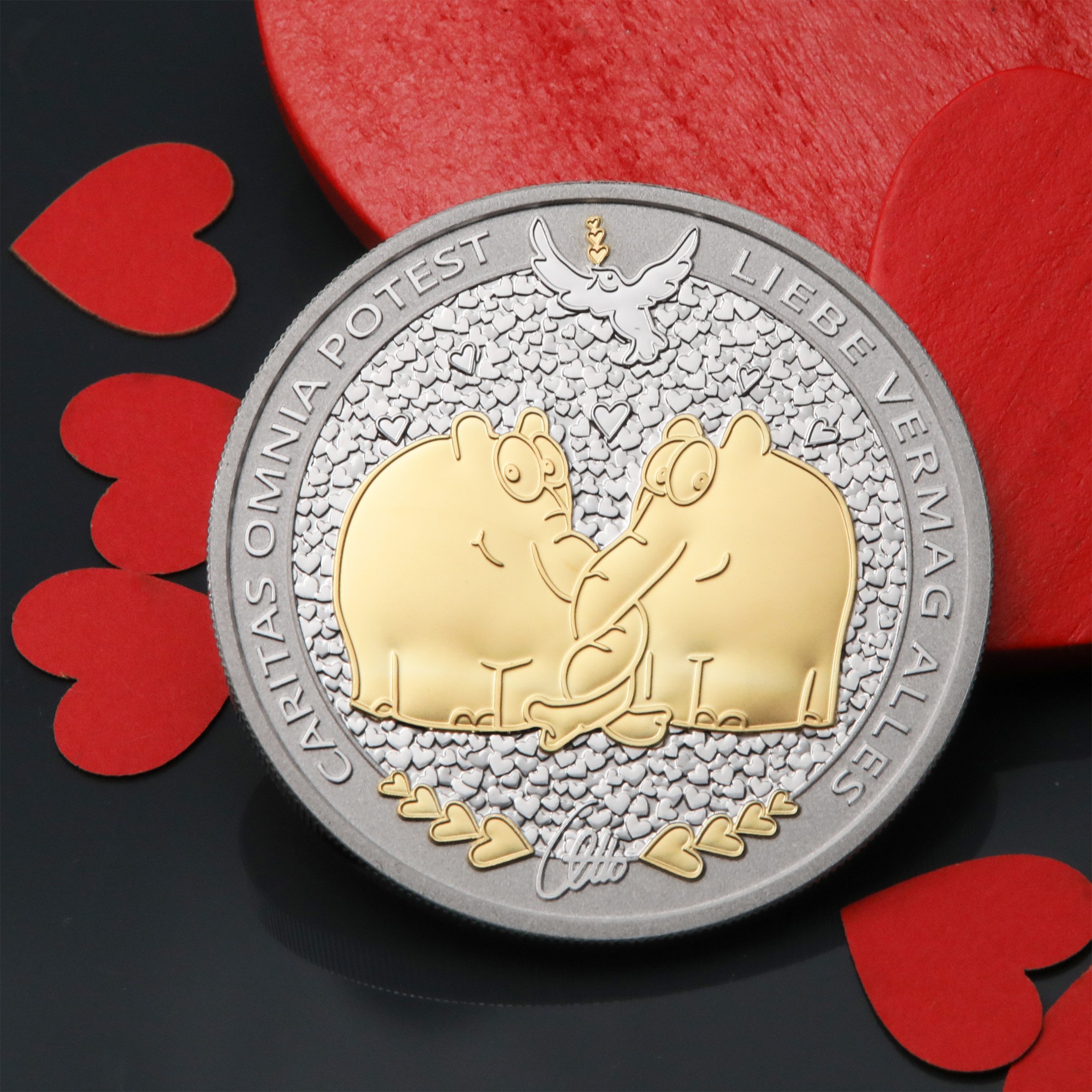 Silbermünze 1oz "Caritas Omnia Potest" 2025 (vergoldet) Ottifanten – Rüsselfanten 19% (Tuvalu) - Detailansicht 5