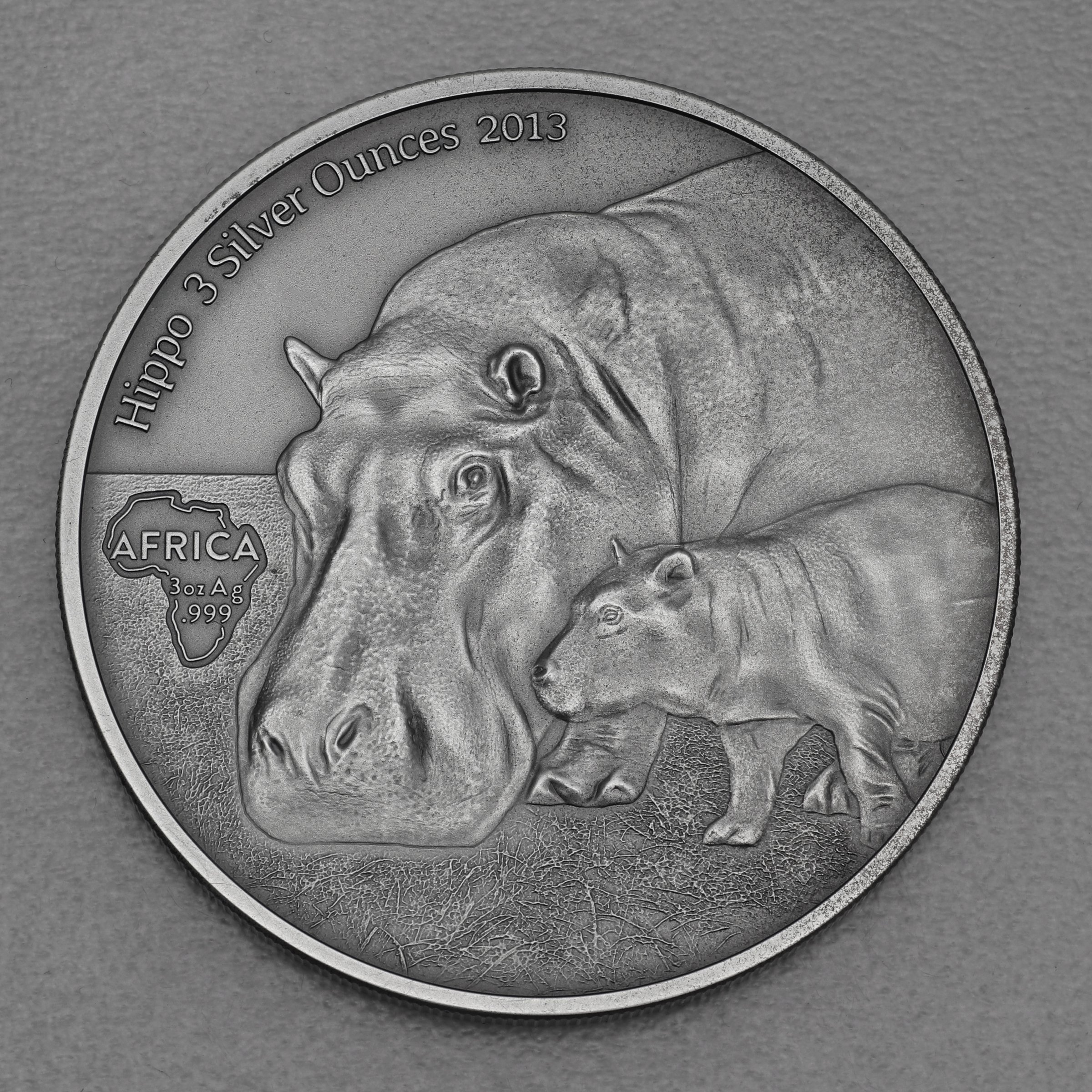 Silbermünze 3oz "Hippo" 2013 (AF) Africa Silver Ounce (Kongo) - Hauptansicht