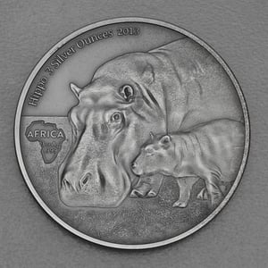Silbermünze 3oz "Hippo" 2013 (AF) Africa Silver Ounce (Kongo) - Miniaturansicht 1