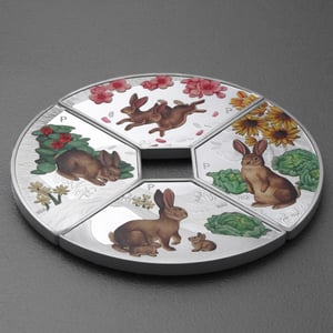 Silbermünzen 4x 1oz "Hase" 2023 (PP/koloriert) Set – 4-teilig Quadrant (Tuvalu) - Miniaturansicht 4