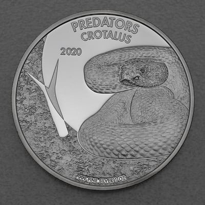 Silbermünze 1oz "Klapperschlange" 2020 Predators (Kongo) - Miniaturansicht 1