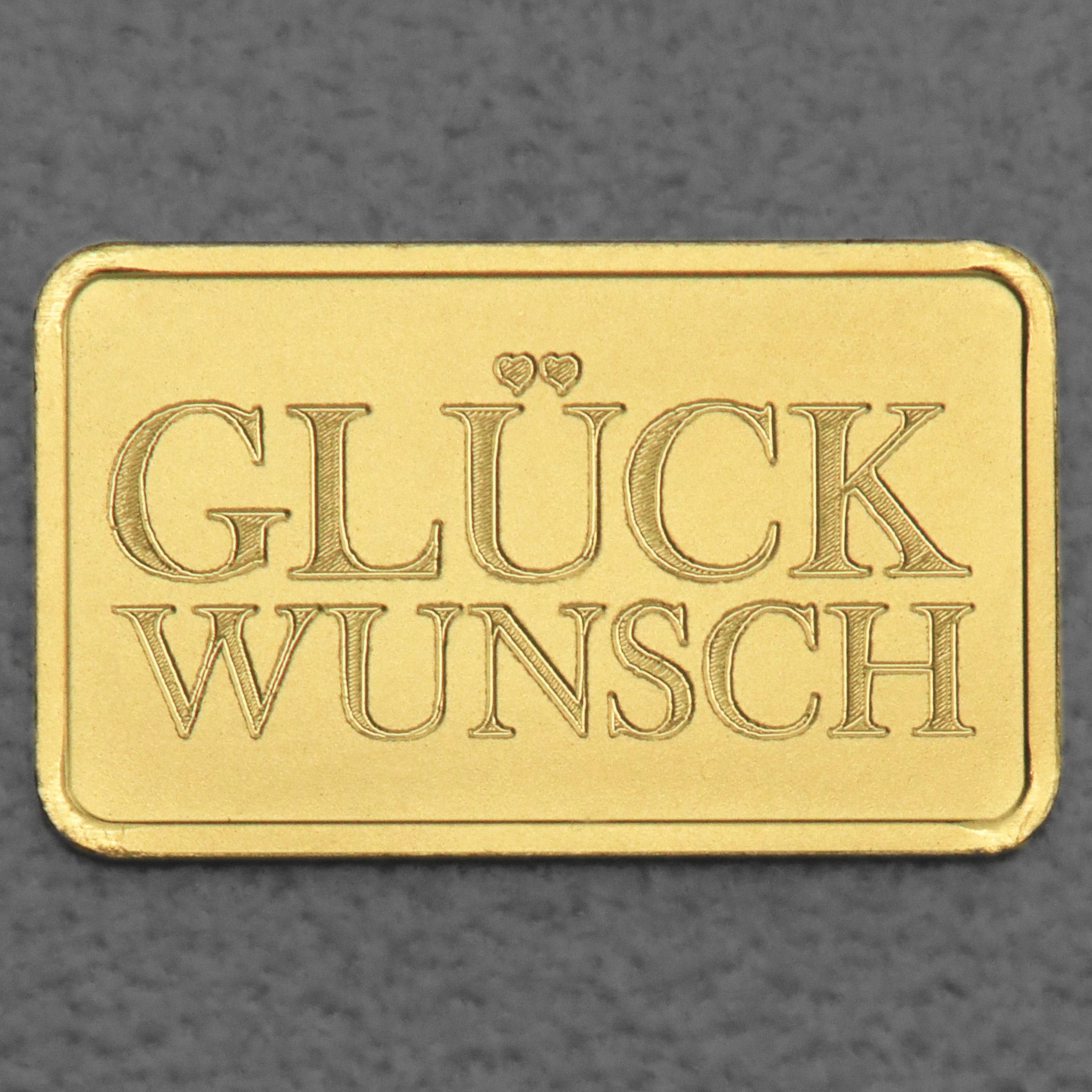 Goldbarren 2,5g Gravur "Glückwunsch" - Hauptansicht