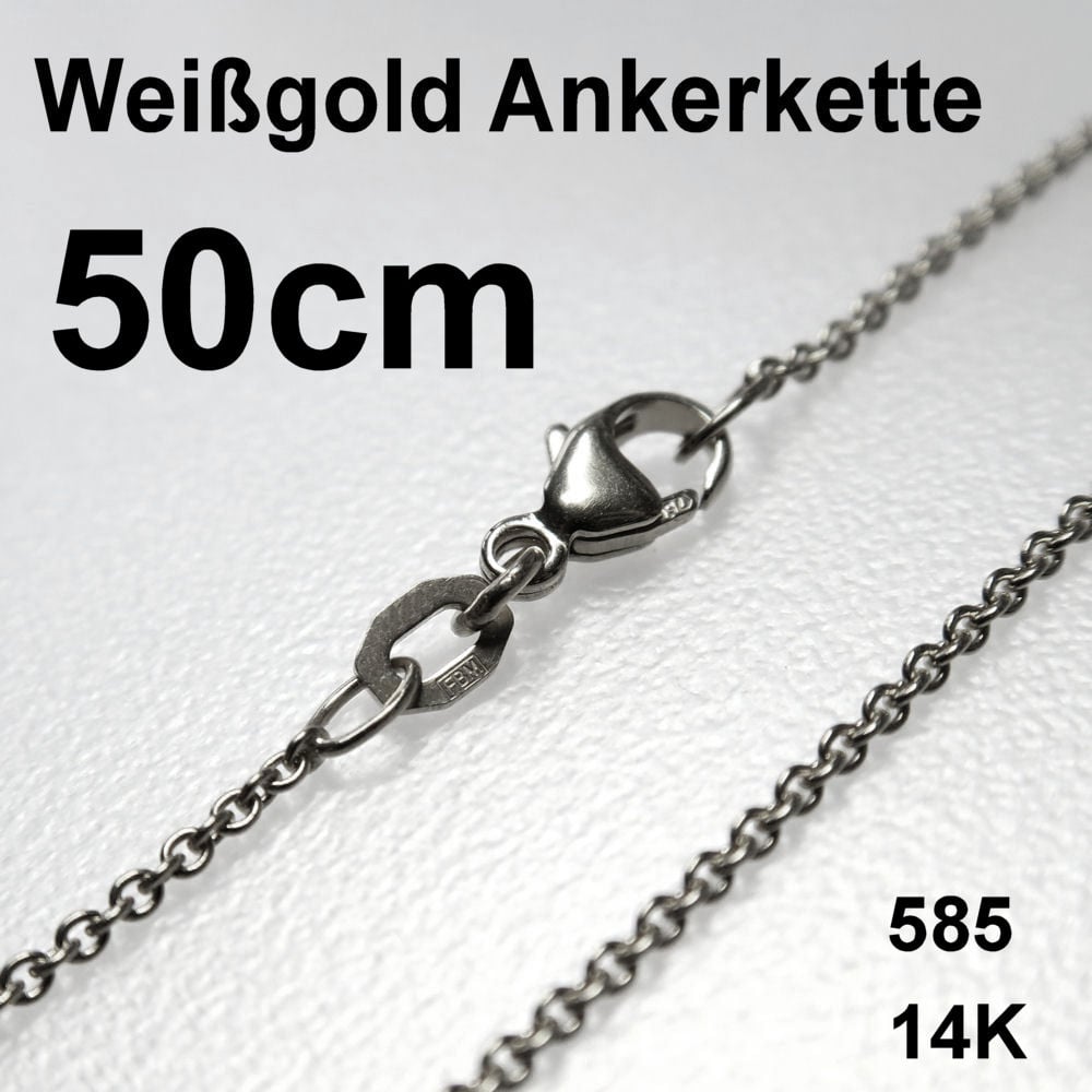 Weißgoldkette 585er/50 cm "Anker-Form" (14 kt WG) - Hauptansicht