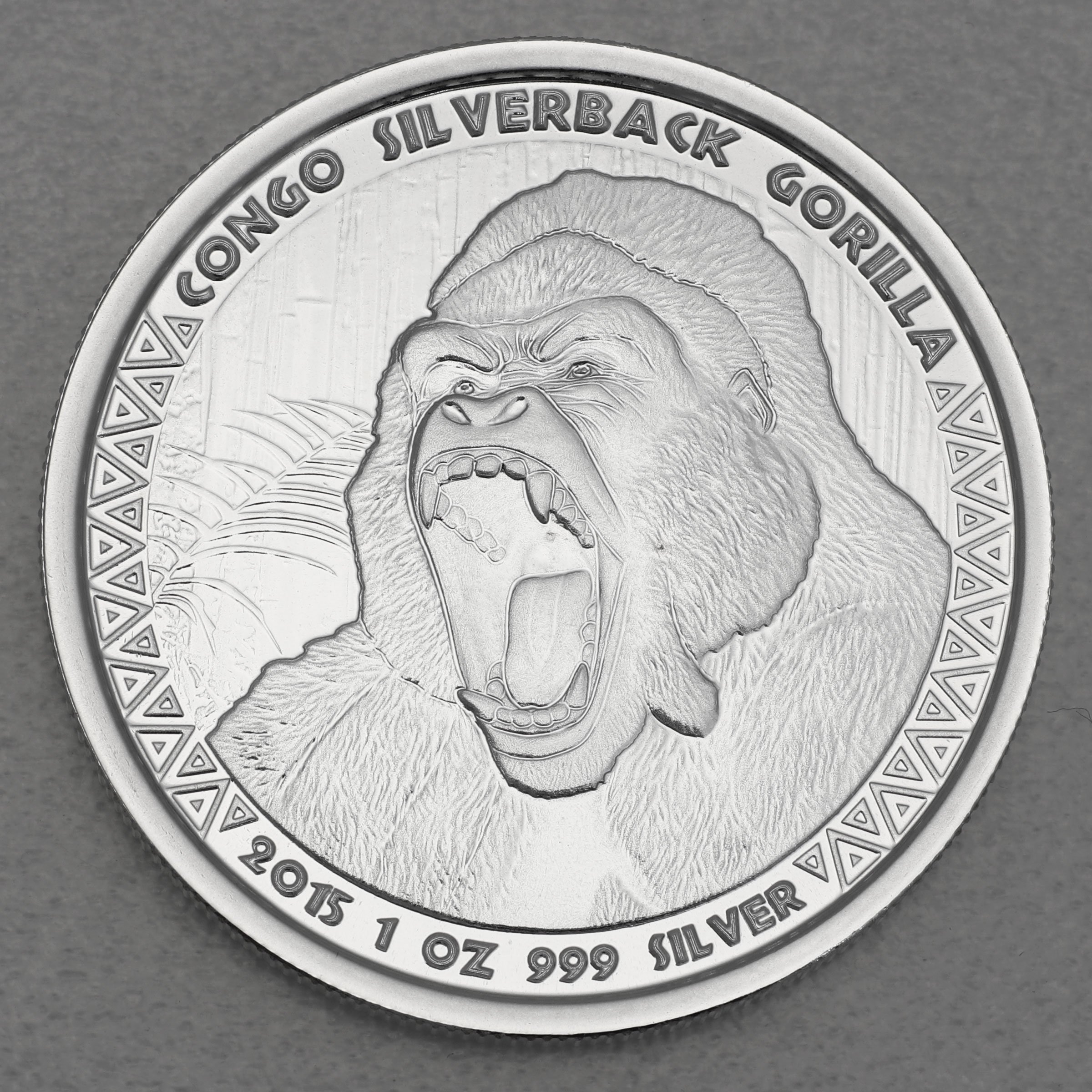 Silbermünze 1oz "Silberrücken Gorilla" 2015 (Kongo) - Hauptansicht