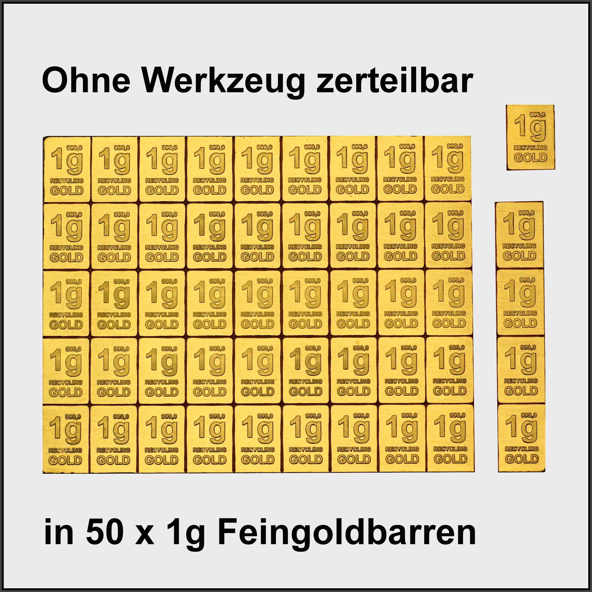 Recycling-Goldtafel ESG (50x1g Gold) "CombiBar" - Detailansicht 4