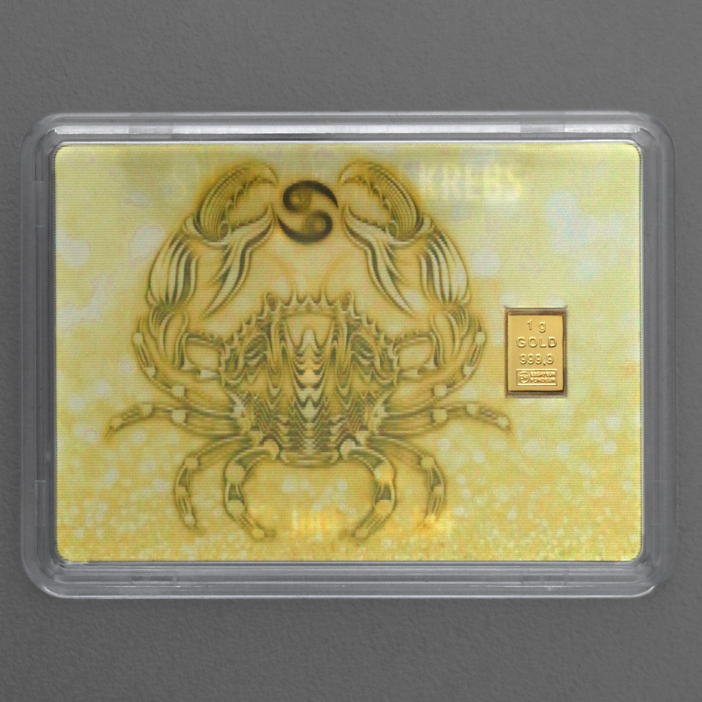 Goldbarren 1g "Sternzeichen: Krebs" (Flip) - Detailansicht 1