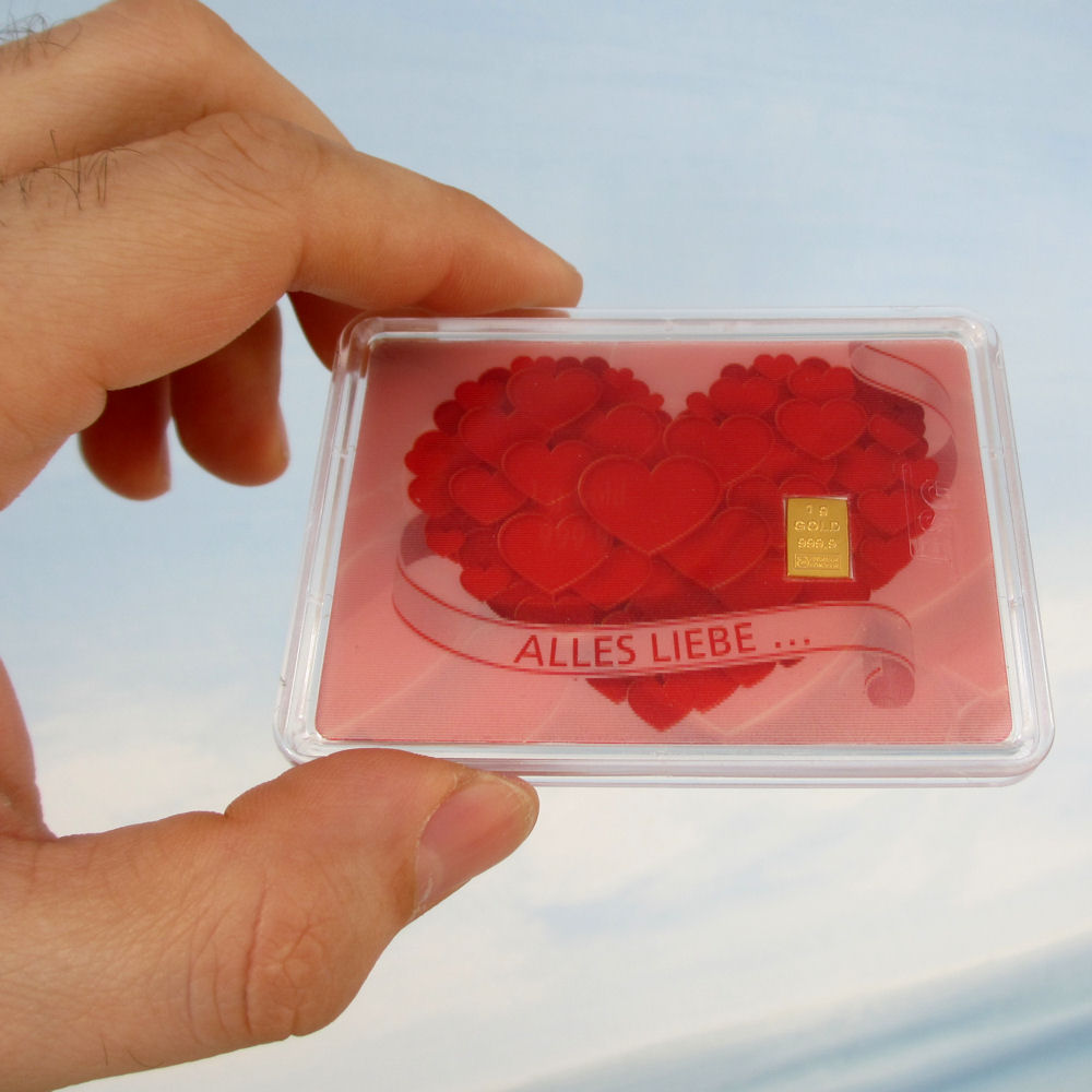 Goldbarren 1g "Alles Liebe" (Flip) - Detailansicht 1