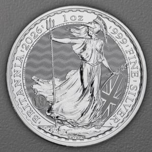 Silbermünze 25 x 1oz "Britannia" aktueller Jahrgang Tube 19% (Großbritannien) - Miniaturansicht 2