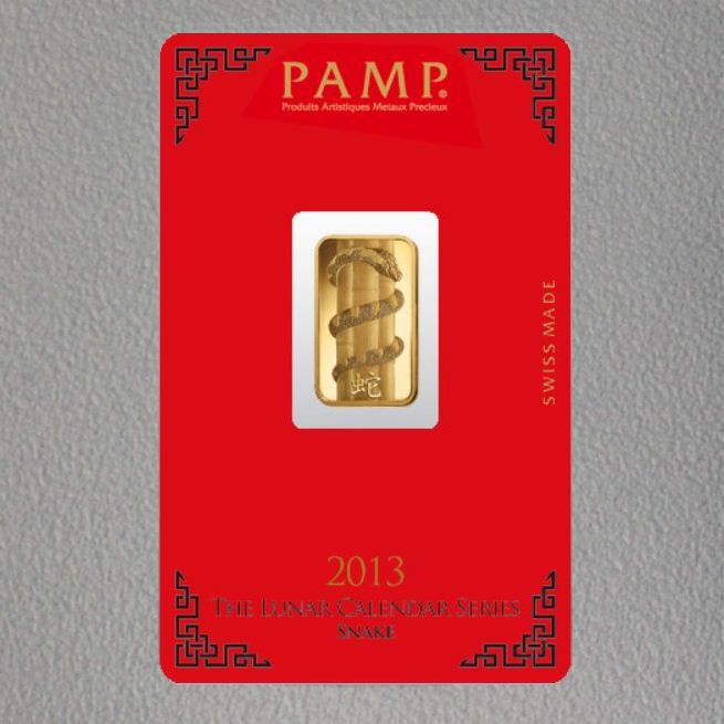 Goldbarren 5g "Schlange 2013" Lunar PAMP - Hauptansicht