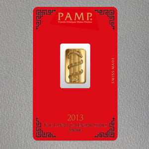 Goldbarren 5g "Schlange 2013" Lunar PAMP - Hauptansicht
