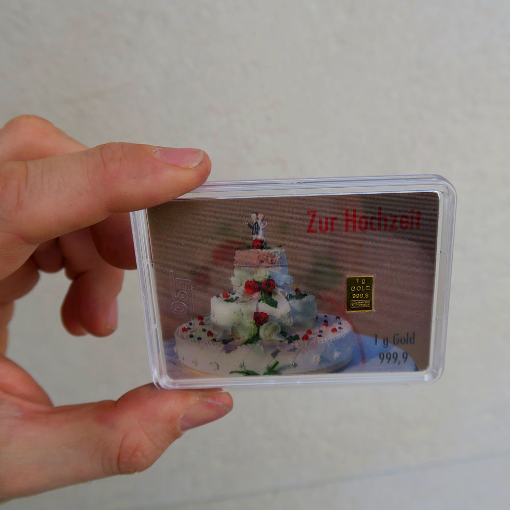Goldbarren 1g "Blumen+Torte/Hochzeit" (Flip) - Detailansicht 2