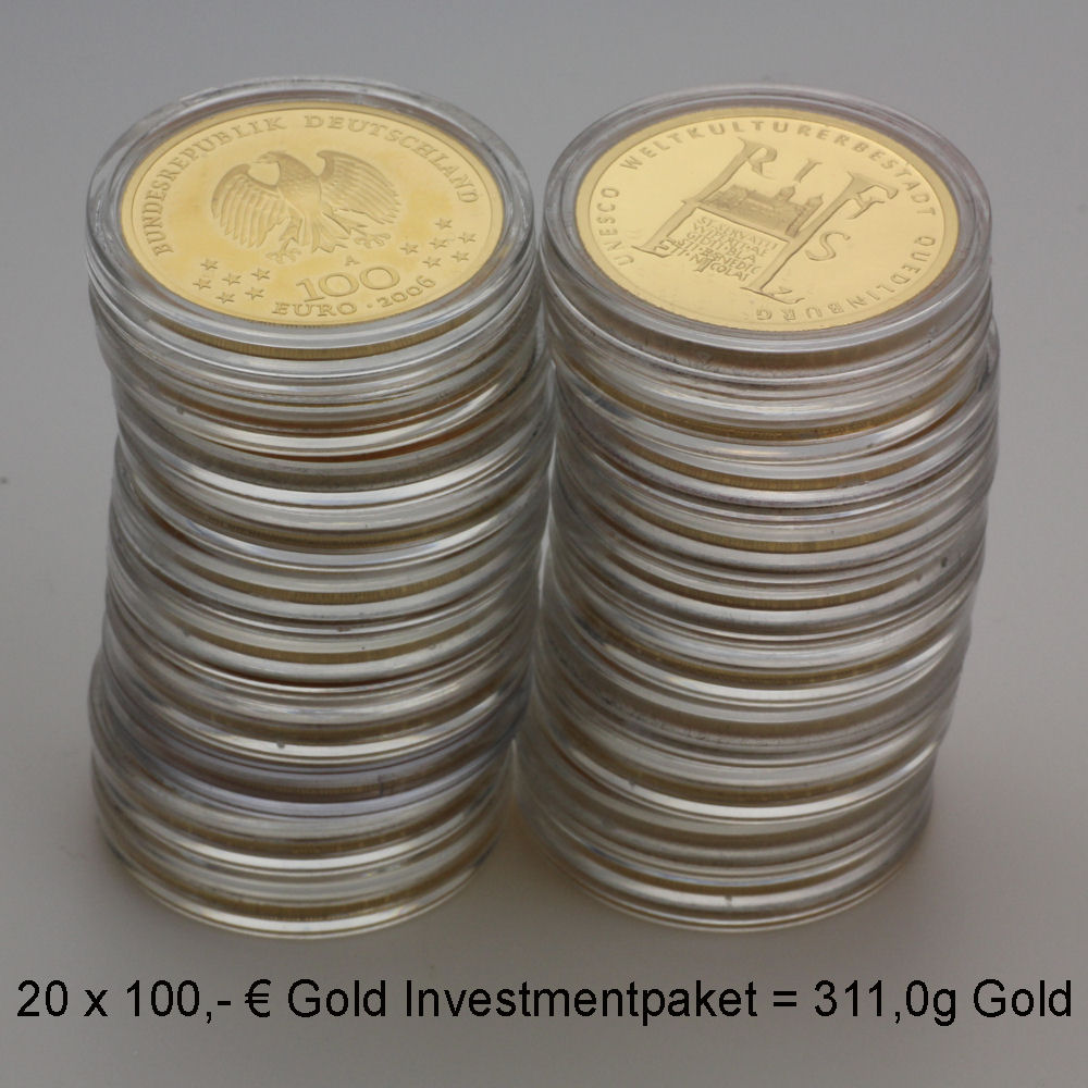 Investmentpaket BRD "20 x 100 Euro Goldmünzen" - Detailansicht 2
