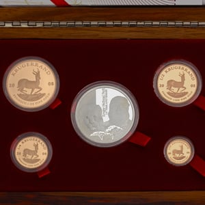 Goldmünzen 4 x "Krügerrand" 2008 (PP) Premium de Luxe Set – 5-teilig (Südafrika) - Miniaturansicht 3