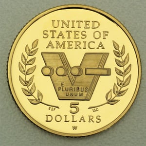 Goldmünze 5 Dollar "World War II 50th" 1993 (PP) (USA) - Miniaturansicht 2