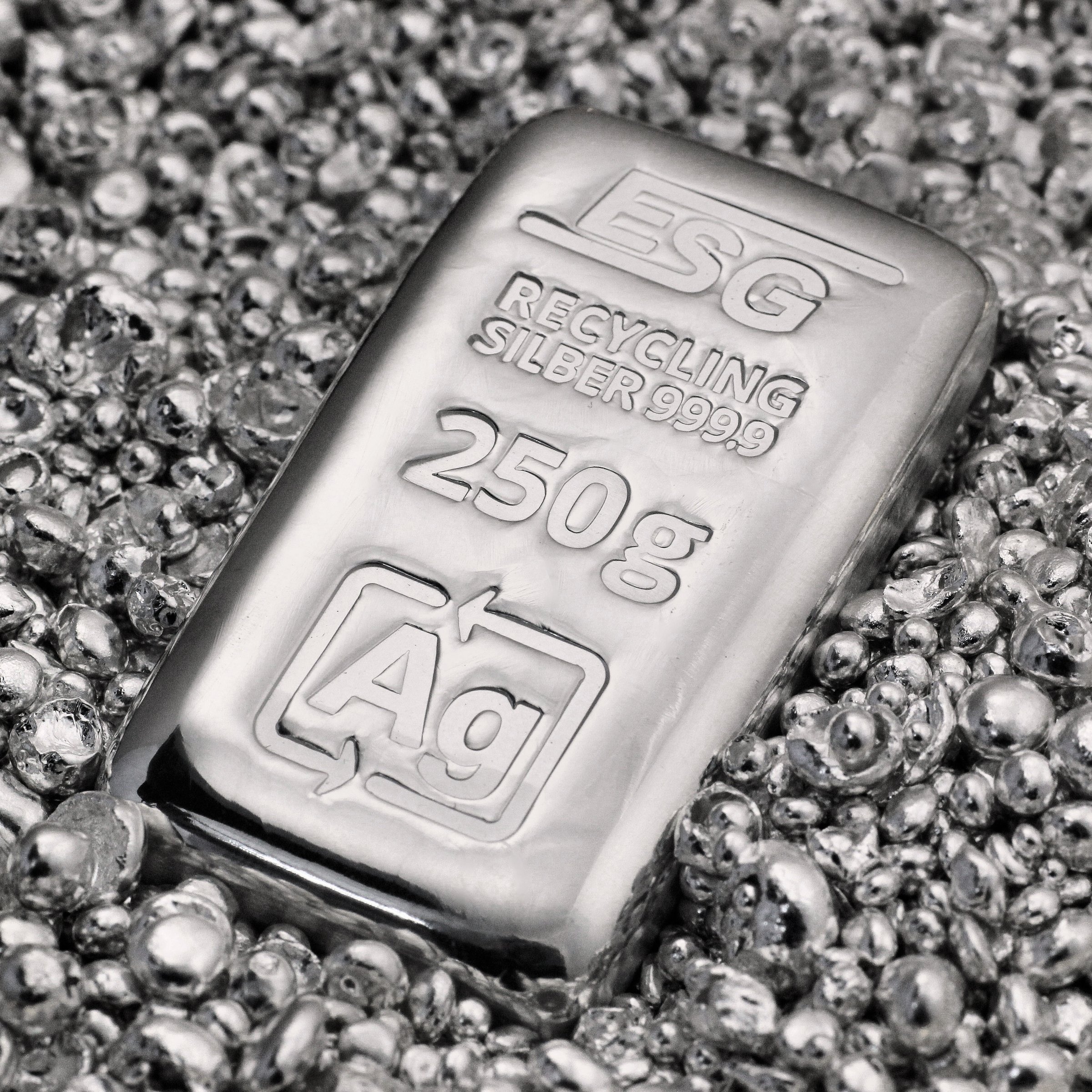 Silberbarren 250g ESG gegossen gravierbar Recyclingsilber - Detailansicht 1