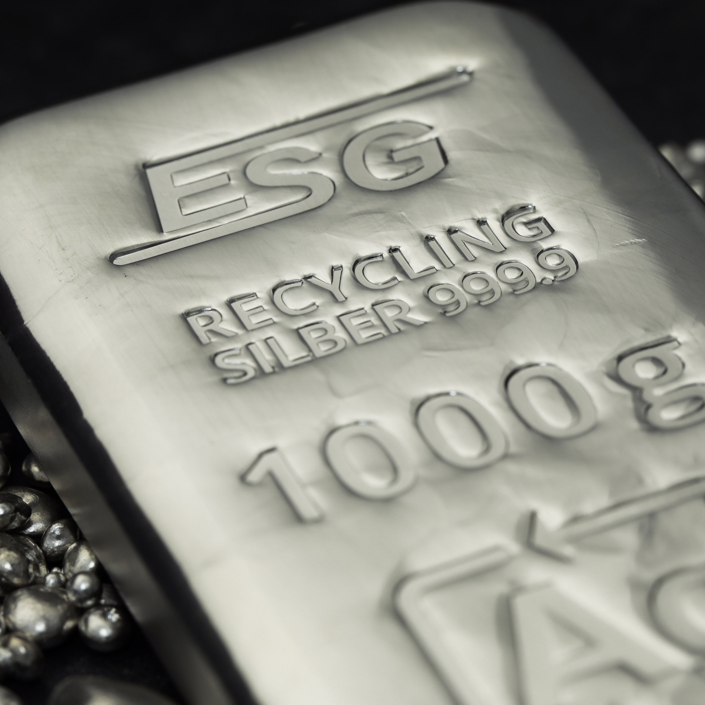 Silberbarren 1000g/1kg ESG gegossen gravierbar Recyclingsilber - Detailansicht 1