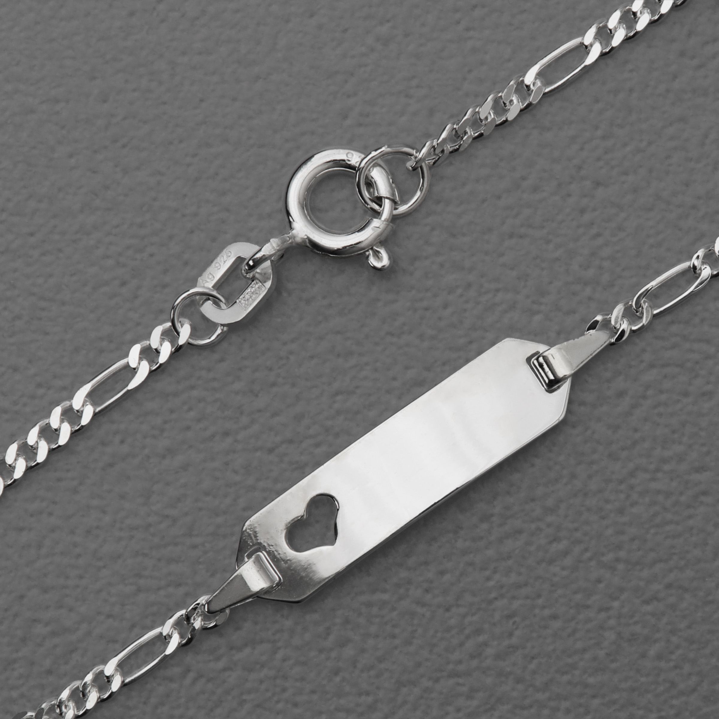Silber Kinder-Armband 925er/16cm "Herz" gravierb. (Sterling) - Hauptansicht