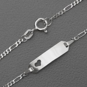 Silber Kinder-Armband 925er/16cm "Herz" gravierb. (Sterling) - Miniaturansicht 1
