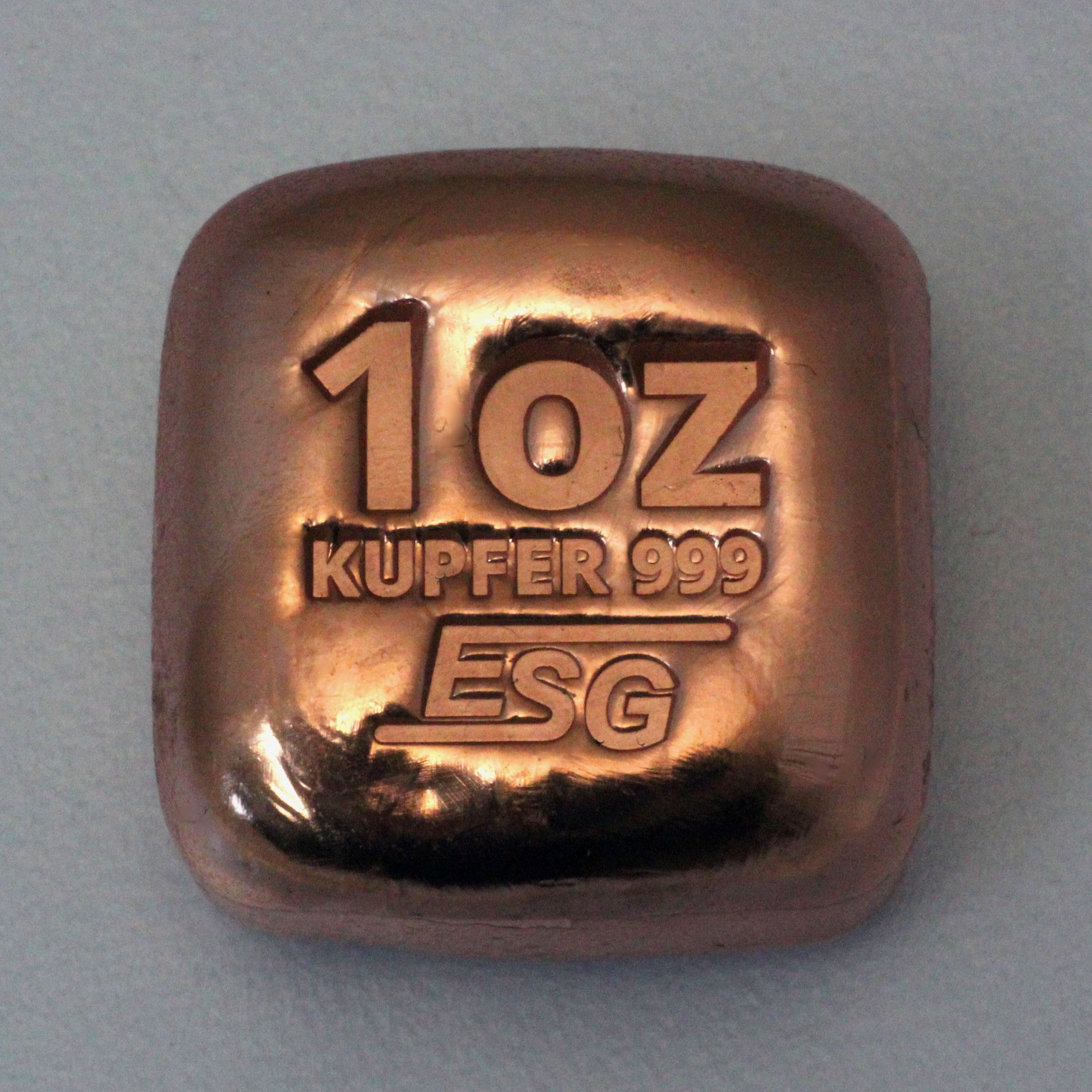 Kupferbarren 1oz "Kupferknuffel"/Cu, gegossen - Detailansicht 1
