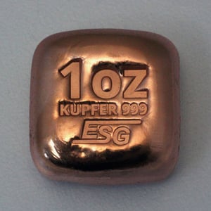 Kupferbarren 1oz "Kupferknuffel"/Cu, gegossen - Miniaturansicht 2