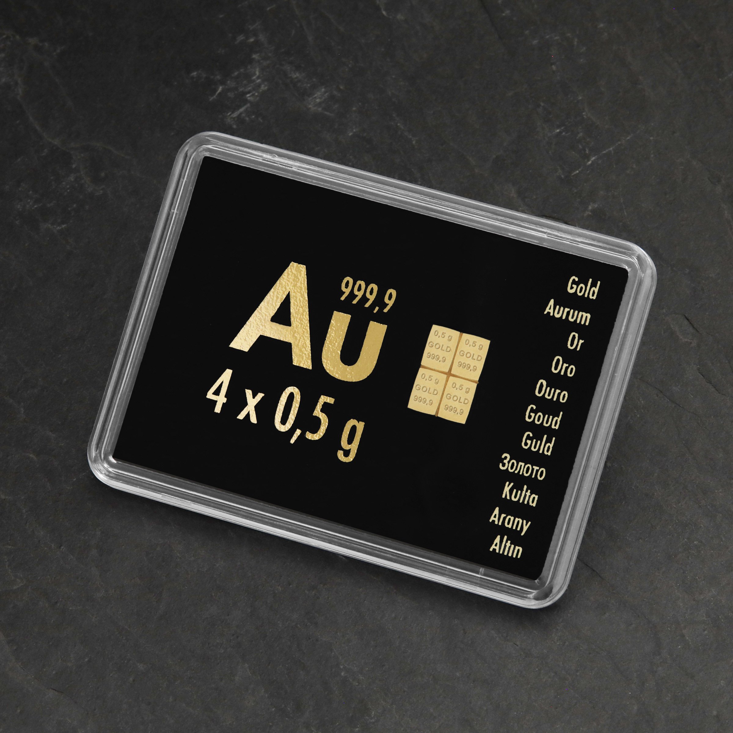 Goldtafel 4 x 0,5g "Au International" (Motivbox) - Detailansicht 4