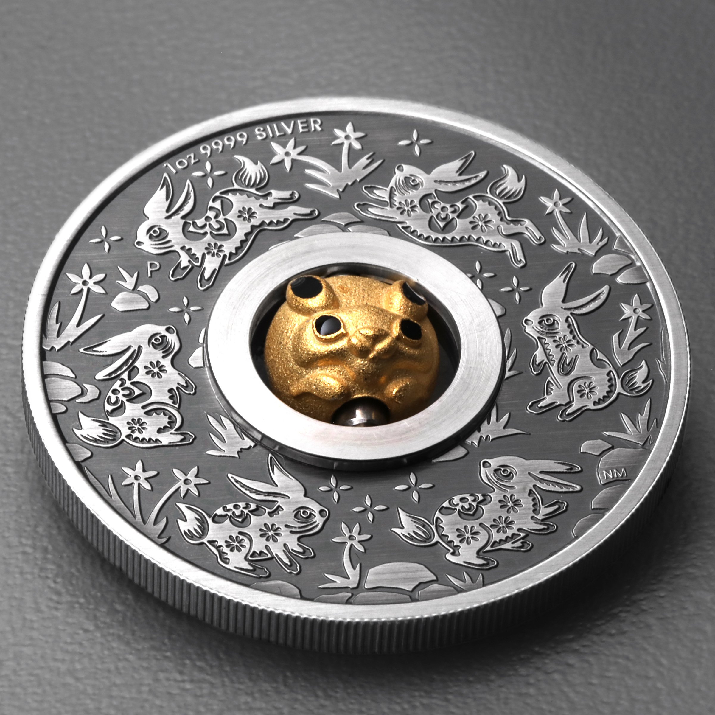 Silbermünze 1oz "Hase" 2023 (AF) Rotating Charm – Year of the Rabbit 19% (Tuvalu) - Detailansicht 2