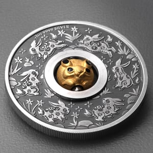 Silbermünze 1oz "Hase" 2023 (AF) Rotating Charm – Year of the Rabbit 19% (Tuvalu) - Miniaturansicht 3