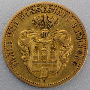 Goldmünze 10 Mark "Stadtwappen Hamburg" 1873-B J.206 (Hamburg) - Hauptansicht