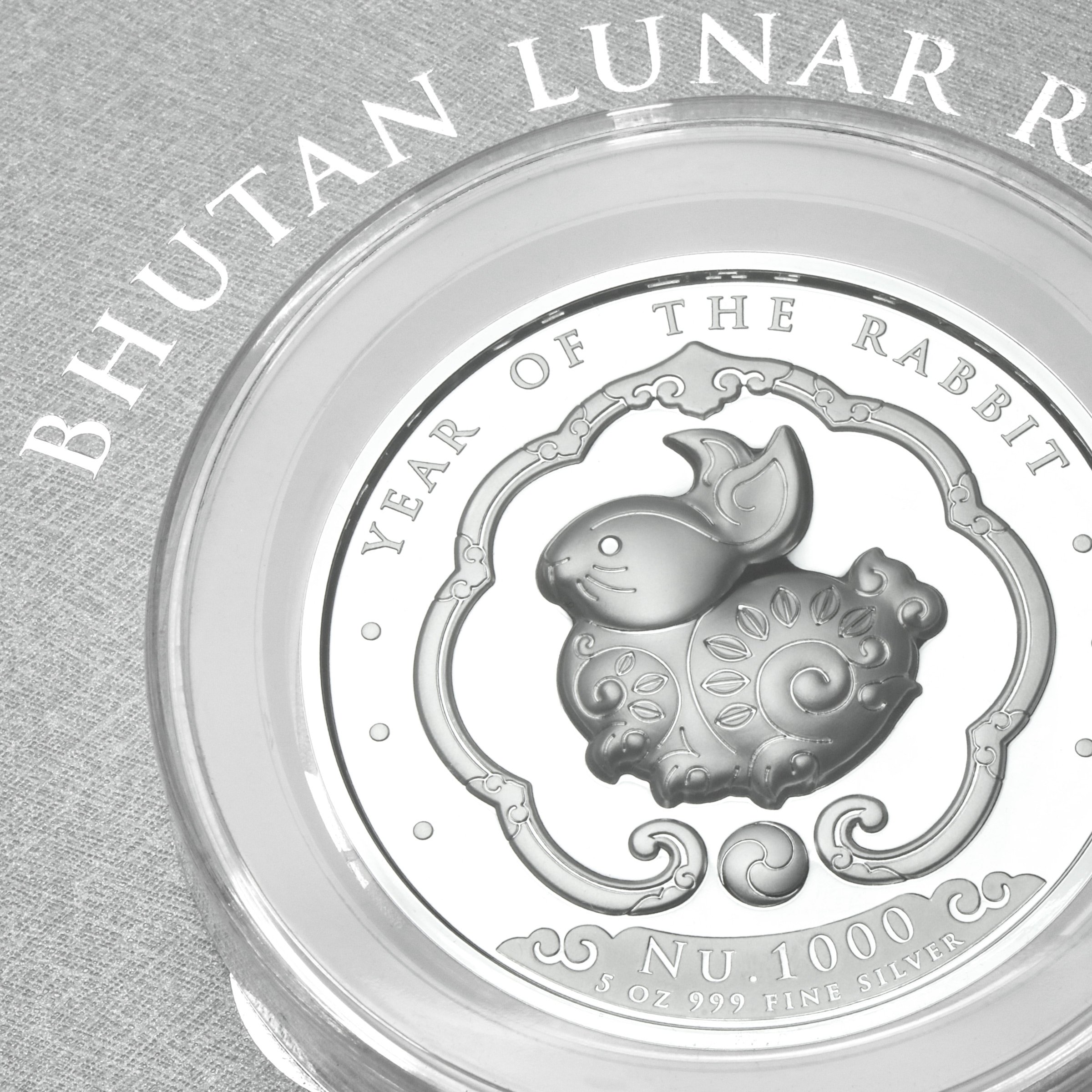 Silbermünze 5oz "Lunar Hase" 2023 (PP/HR) Lunar – Year of the Rabbit diff. (Bhutan) - Detailansicht 2