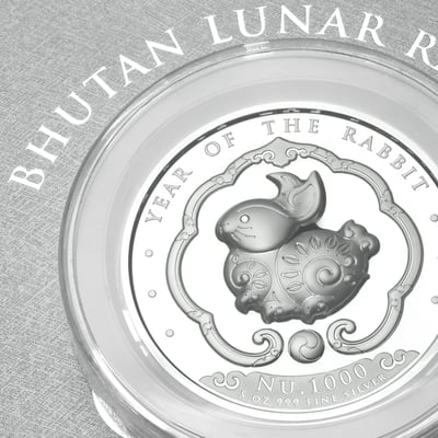 Silbermünze 5oz "Lunar Hase" 2023 (PP/HR) Lunar – Year of the Rabbit diff. (Bhutan) - Miniaturansicht 3