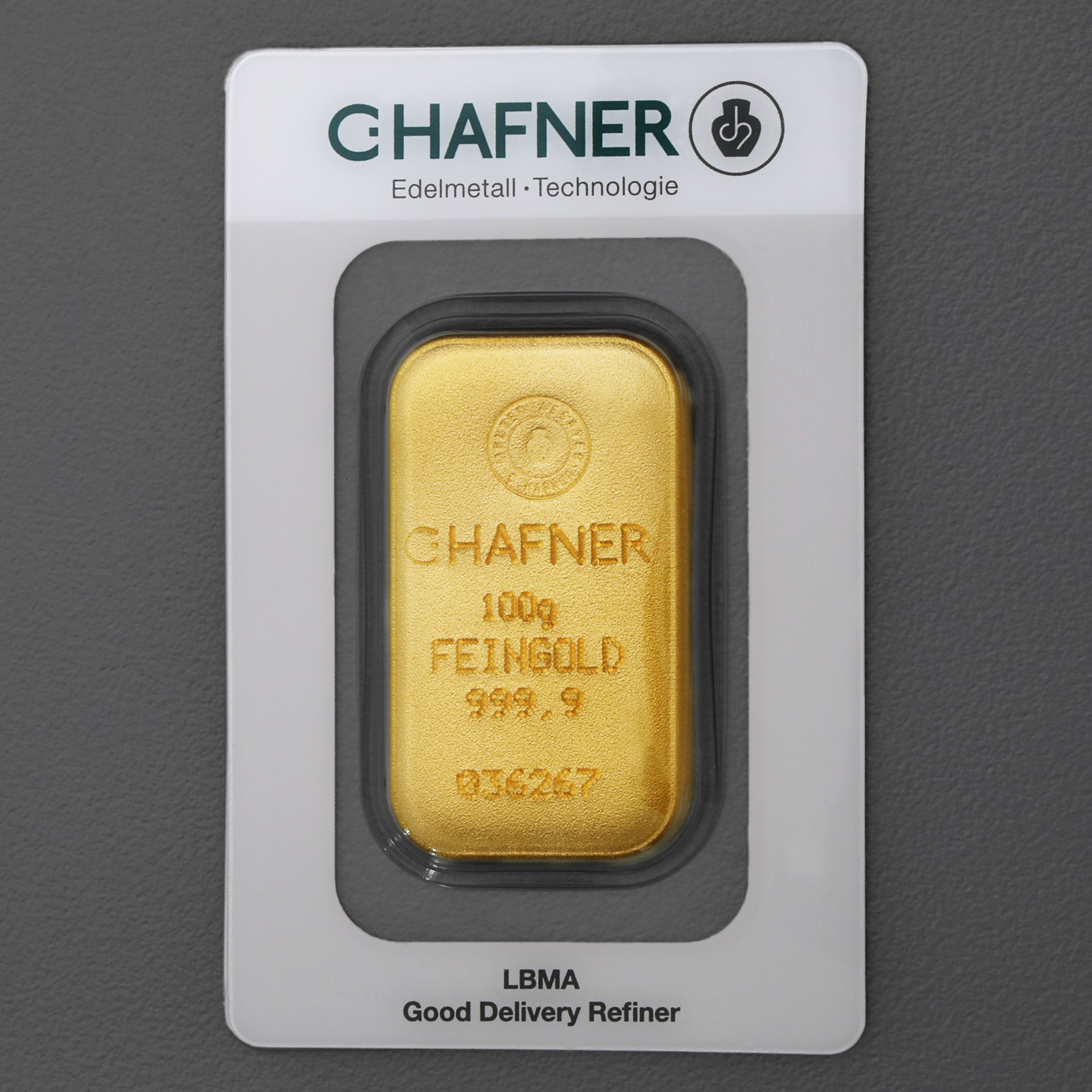 Goldbarren 100g "C.HAFNER - Gussform" - Hauptansicht