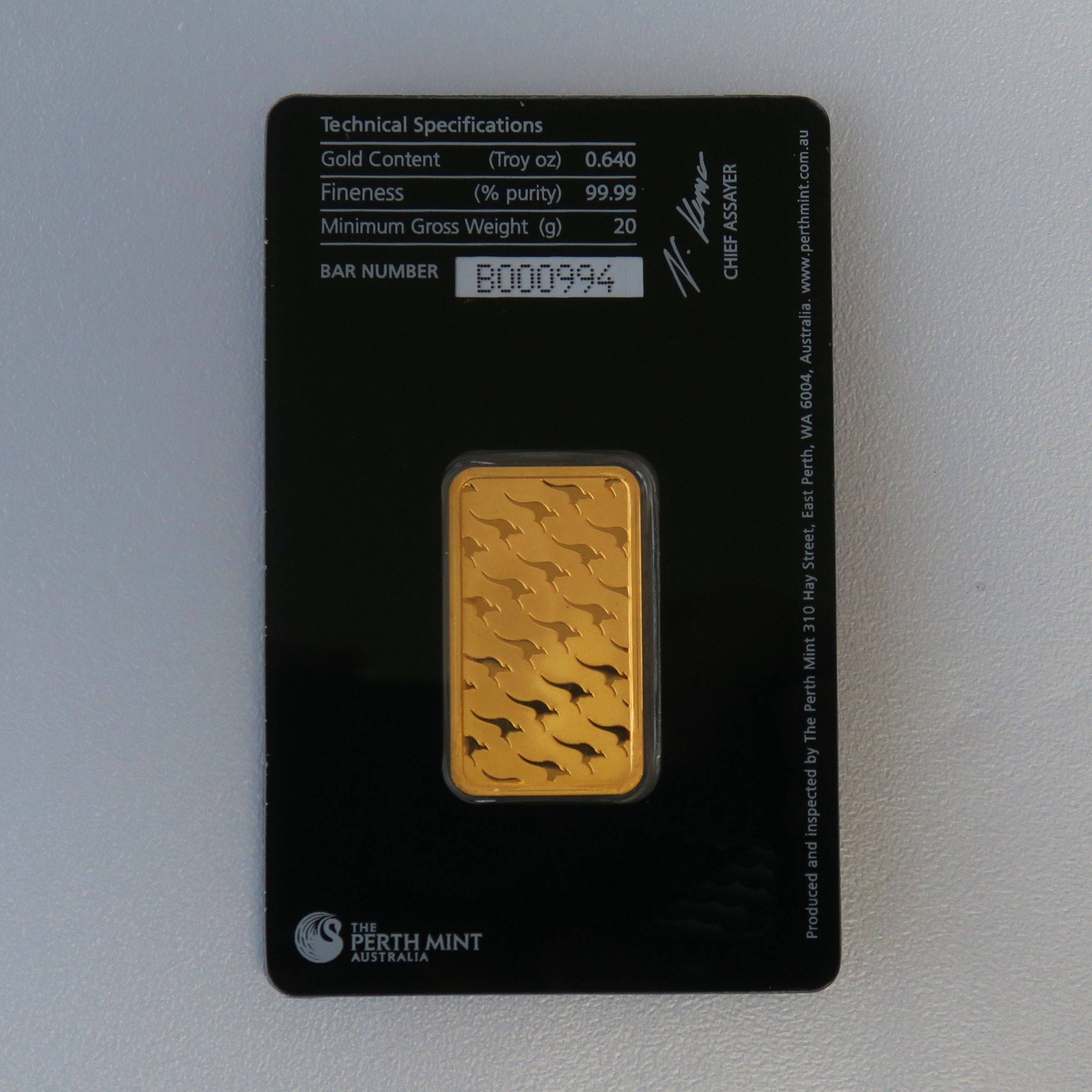 Goldbarren 20g THE PERTH MINT "Känguru" - Detailansicht 1