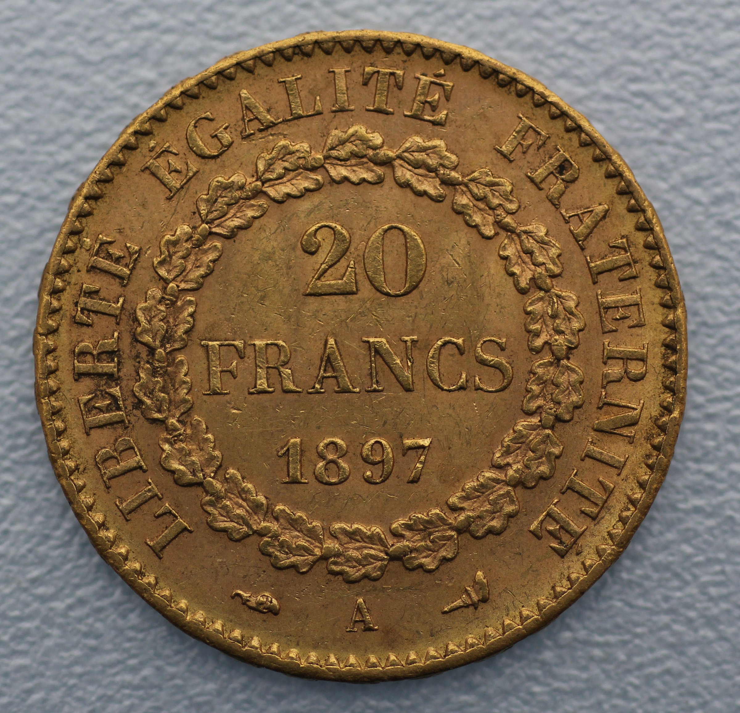 Goldmünze 20 Francs "Engel-Republik" (Frankreich) - Detailansicht 1