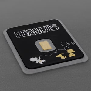 Goldbarren 0,5g "Snoopy" geprägt Blister Peanuts® 75th Anniversary - Miniaturansicht 3