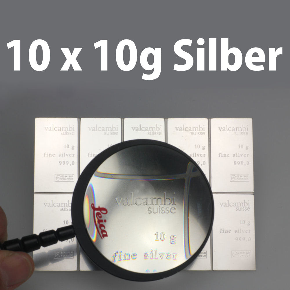 Silbertafel VALCAMBI (10x 10g Ag) "CombiBar" - Detailansicht 4