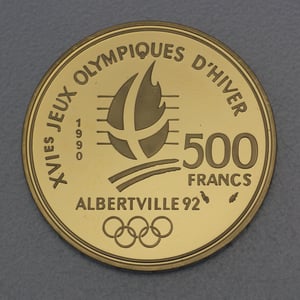 Goldmünze 500 Francs "Speed Skating" 1990 (Frankreich) - Miniaturansicht 2