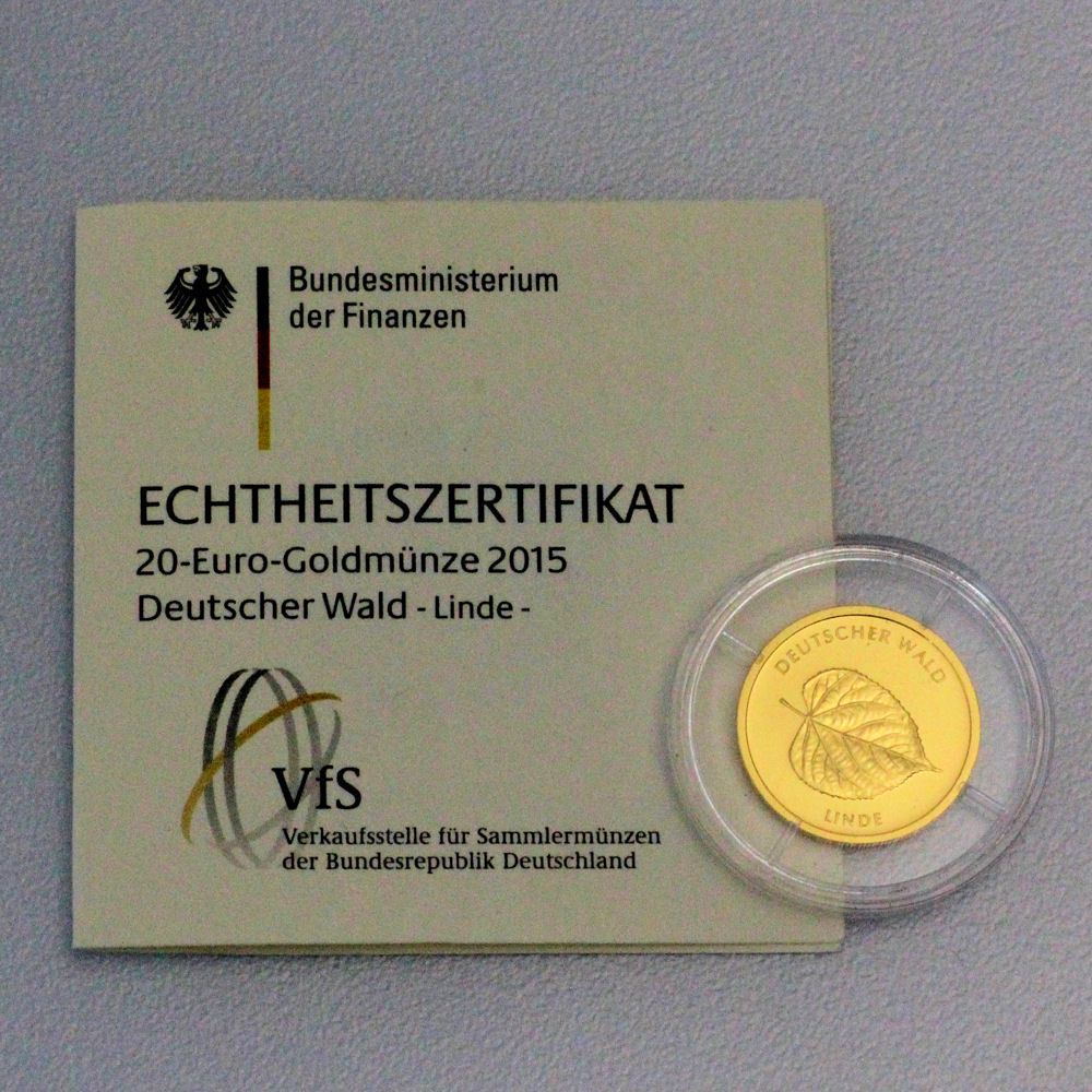 Goldmünze 20 Euro "Linde" 2015 Deutscher Wald (Deutschland) - Detailansicht 2