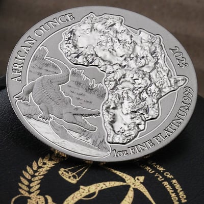 Platinmünze 1oz "Krokodil" 2023 African Ounce (Ruanda) - Miniaturansicht 5