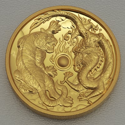 Goldmünze 2oz "Dragon & Tiger" 2018 (PP/HR) (Australien) - Hauptansicht