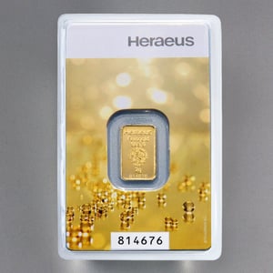 Goldbarren 2g "Kinebar" (Goldperlenmotiv) HERAEUS - Hauptansicht