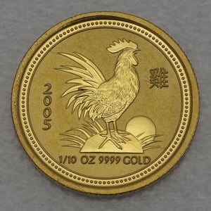 Goldmünze 1/10oz "Hahn" 2005 Lunar I – Year of the Rooster (Australien) - Hauptansicht